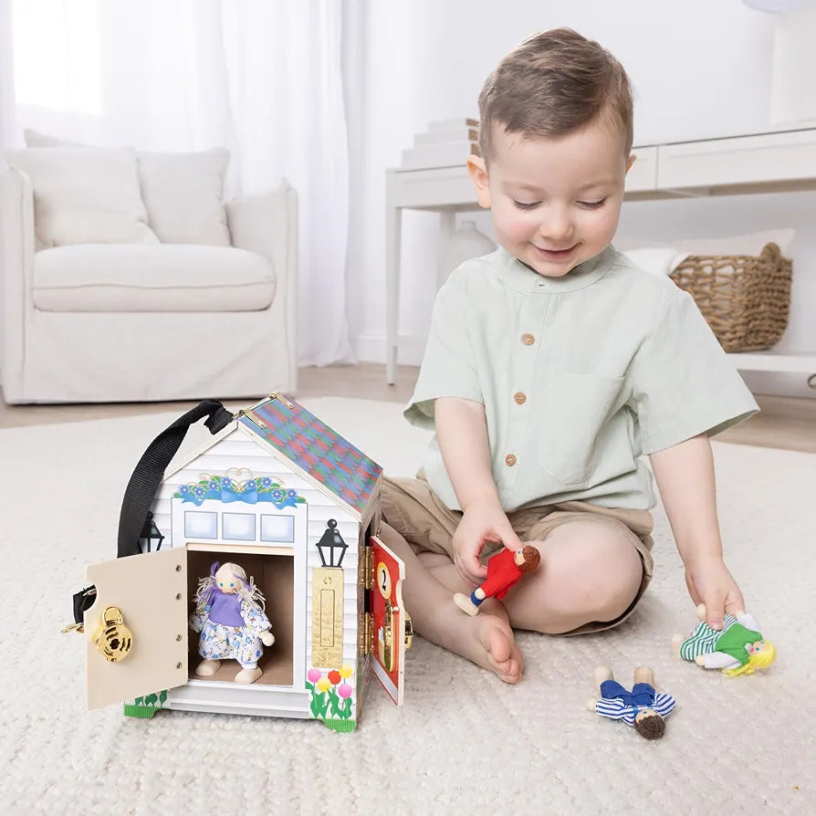 Wooden Doorbell House Portable Playset