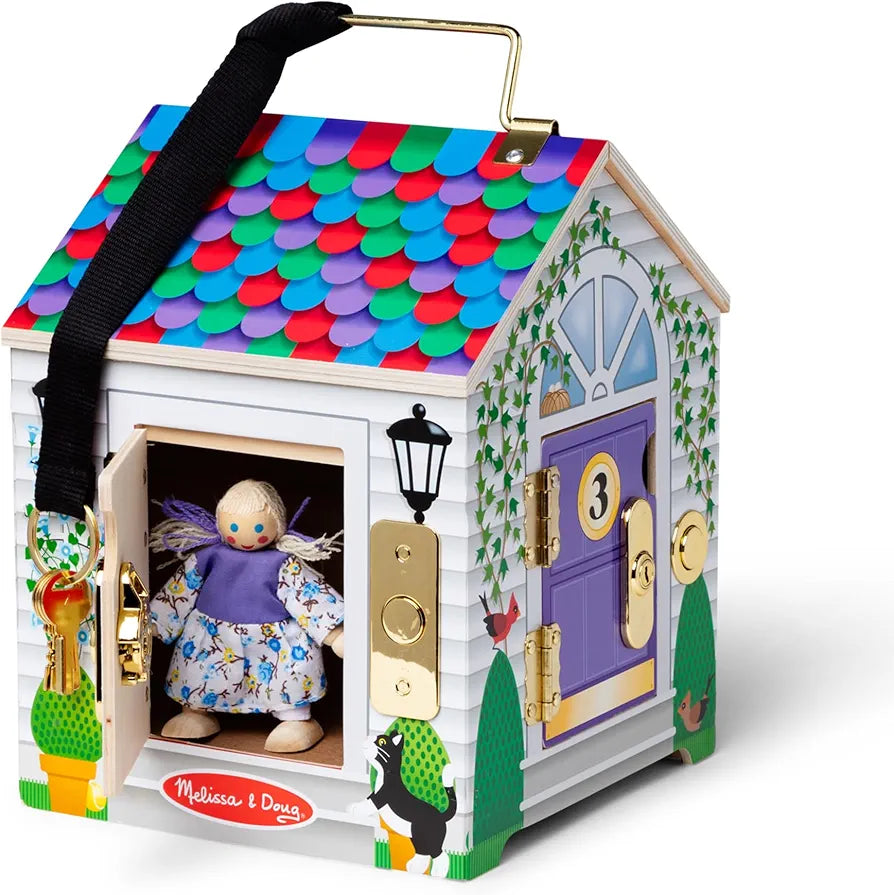 Wooden Doorbell House Portable Playset