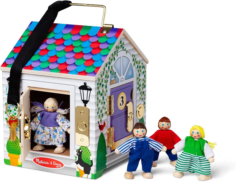 Wooden Doorbell House Portable Playset