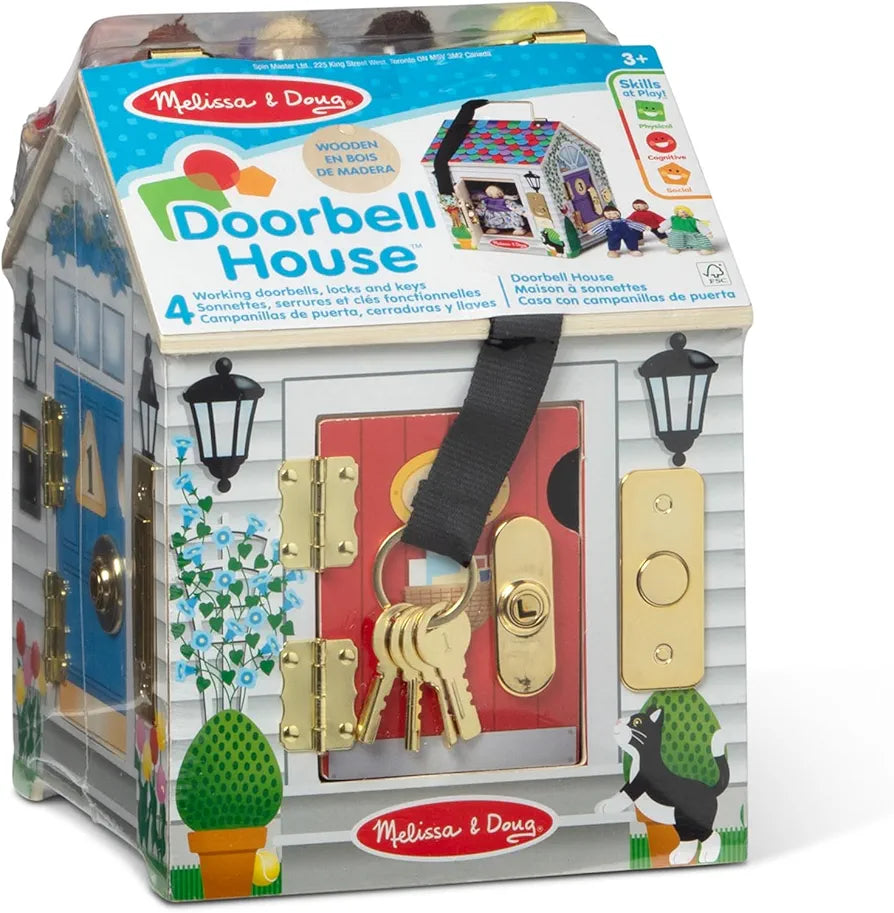 Wooden Doorbell House Portable Playset