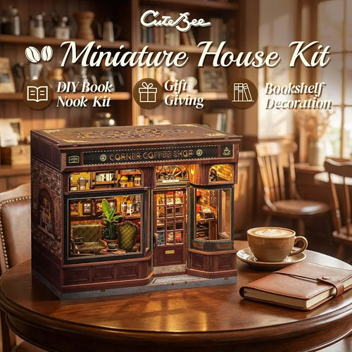 DIY Miniature Book Nook Kit with LED and Dust Cover