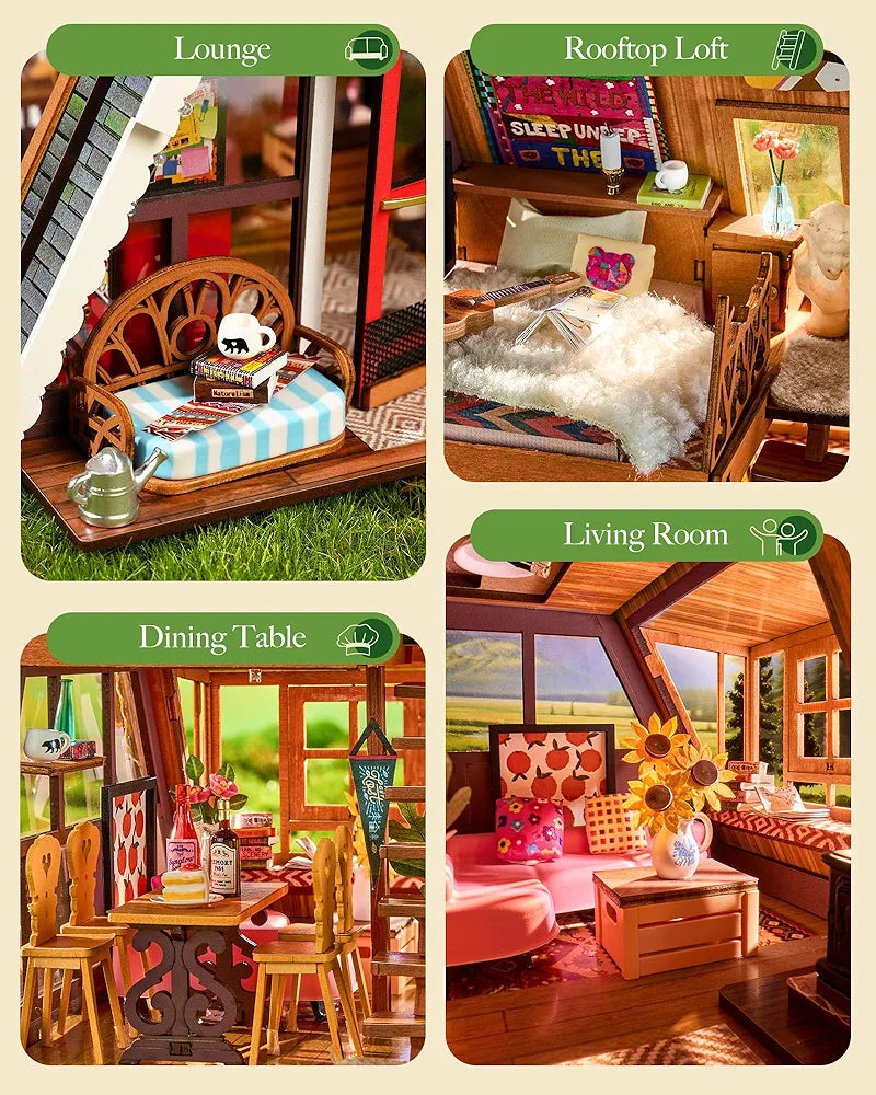 Rolife DIY A-Frame Cabin Miniature Wooden Model Kit