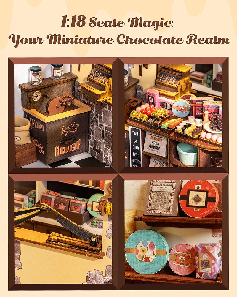 DIY Miniature Chocolate Shop 330-Piece 3D Model Kit