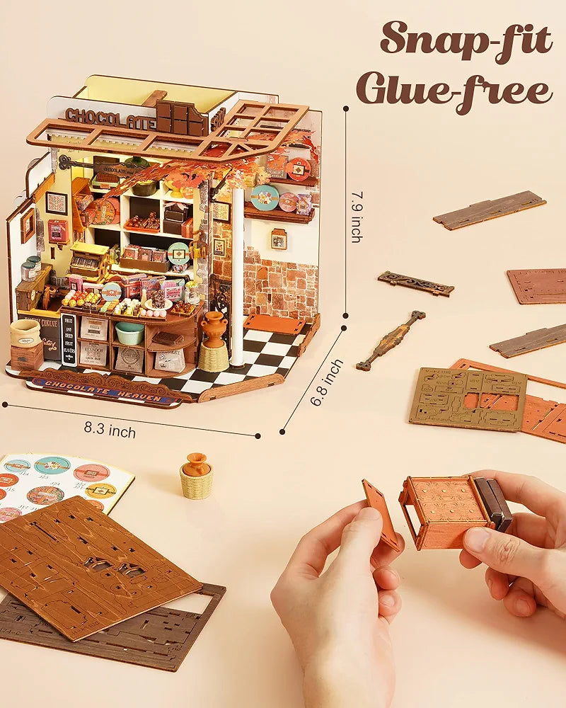 DIY Miniature Chocolate Shop 330-Piece 3D Model Kit
