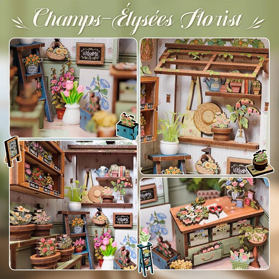 DIY Miniature Dollhouse Book Nook Kit with LED