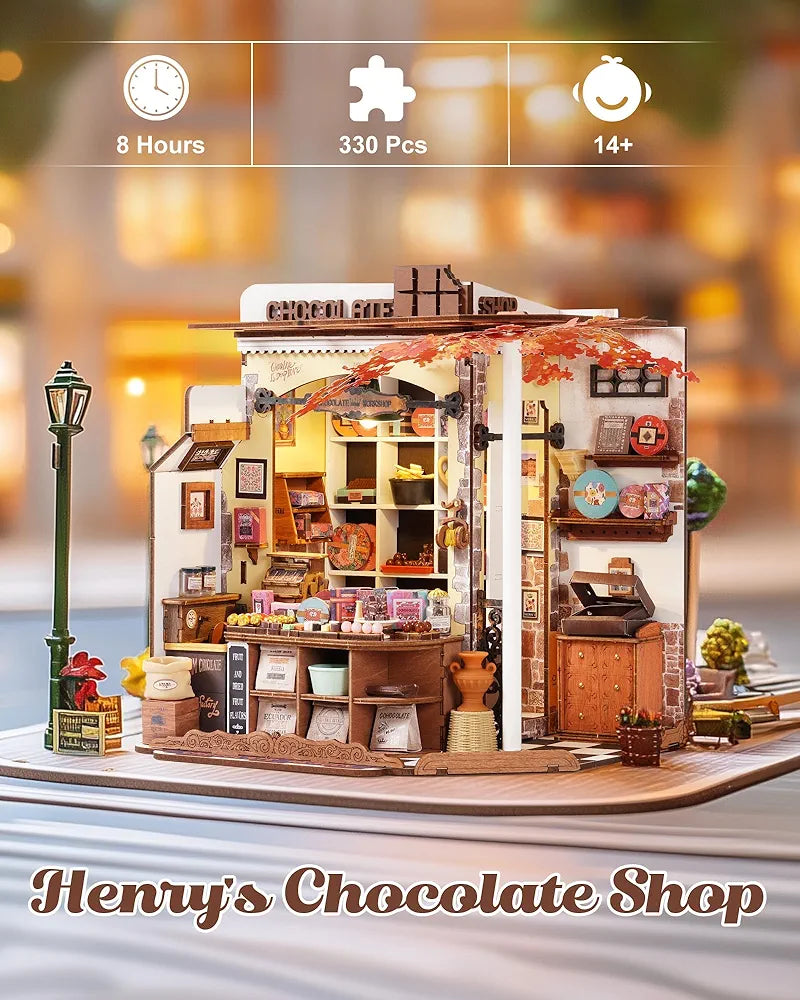DIY Miniature Chocolate Shop 330-Piece 3D Model Kit