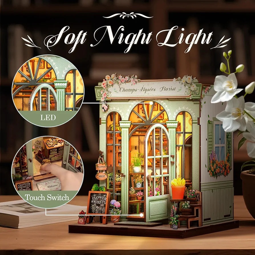 DIY Miniature Dollhouse Book Nook Kit with LED